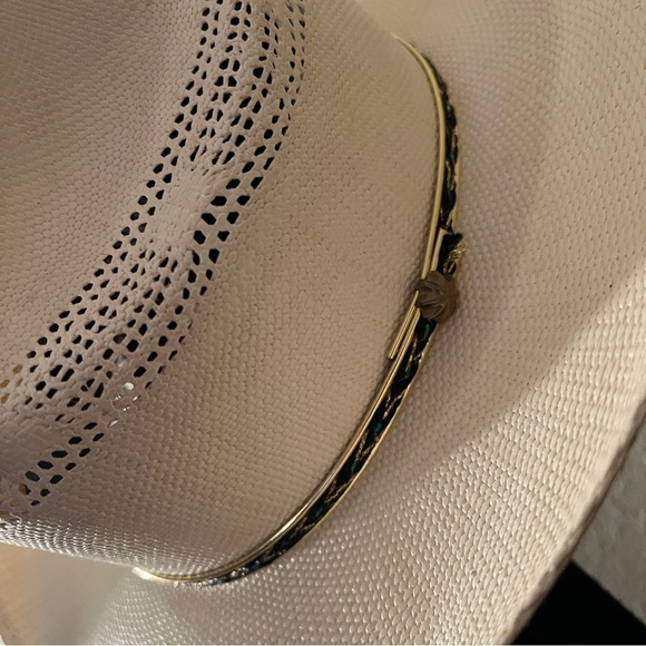 Laredo Bangora Straw Unisex Cream Sweatband Gold Tone Band Green Gold Accents main image 11